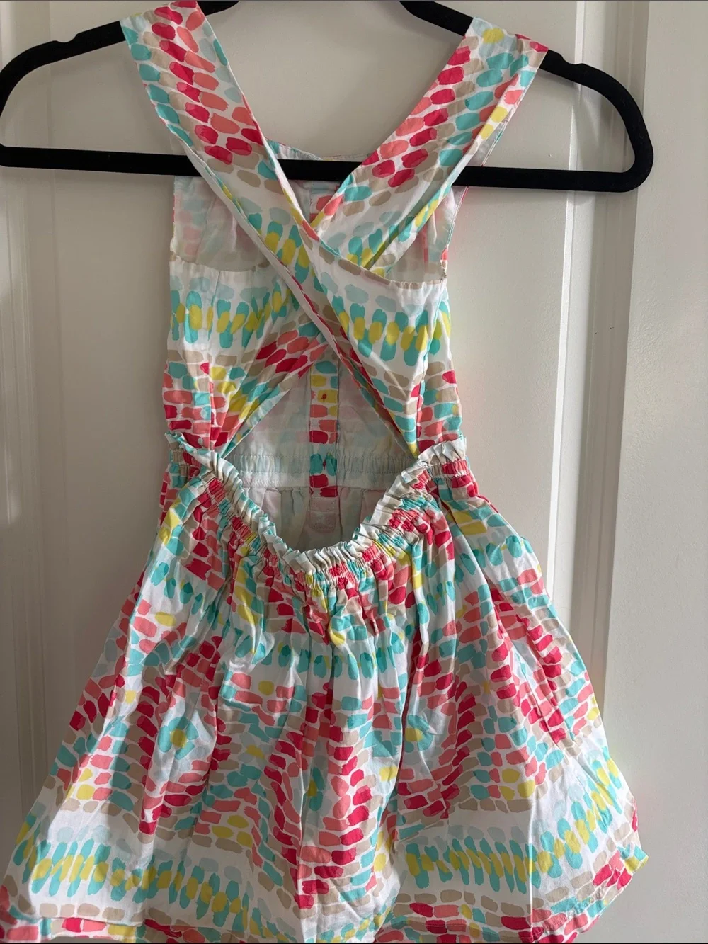Girls Multicolor Printed Sundress - Pink, Yellow & Teal